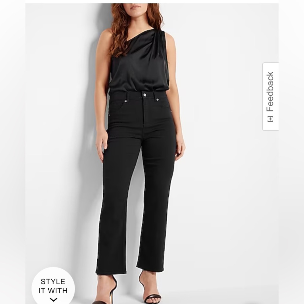 Express High Waisted Black Straight Ankle Jeans